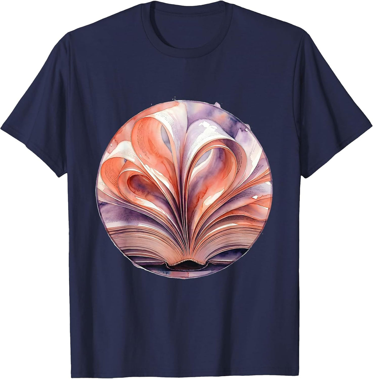 Dyslexia Awareness Open Book Spiral Design T-Shirt - Navy Blue