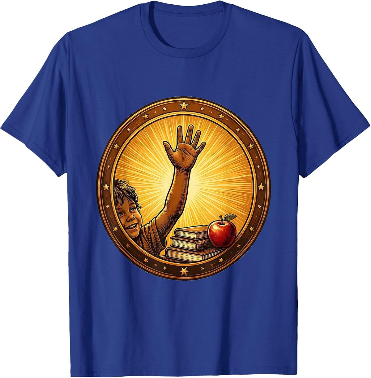 Men's 4th Grade Teacher Raised Hand Classroom Art T-Shirt - Royal Blue