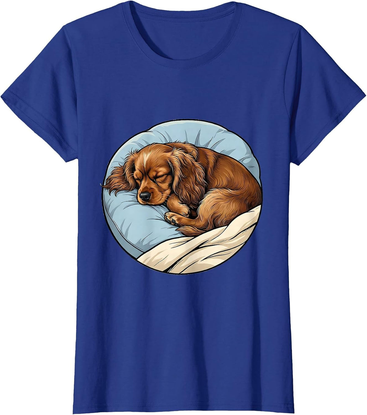 Women's Cocker Spaniel Sleeping Napping Breed Lover Cozy T-Shirt - Royal Blue