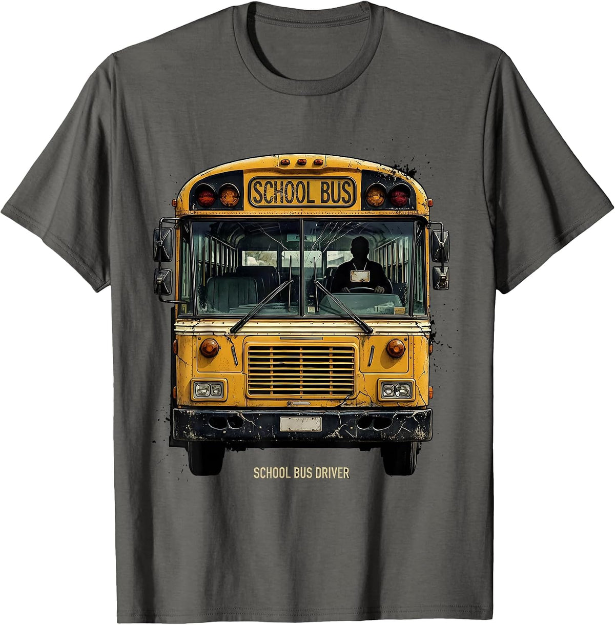 Men's Distressed School Bus Driver Humor Appreciation Gift T-Shirt - Asphalt Grey