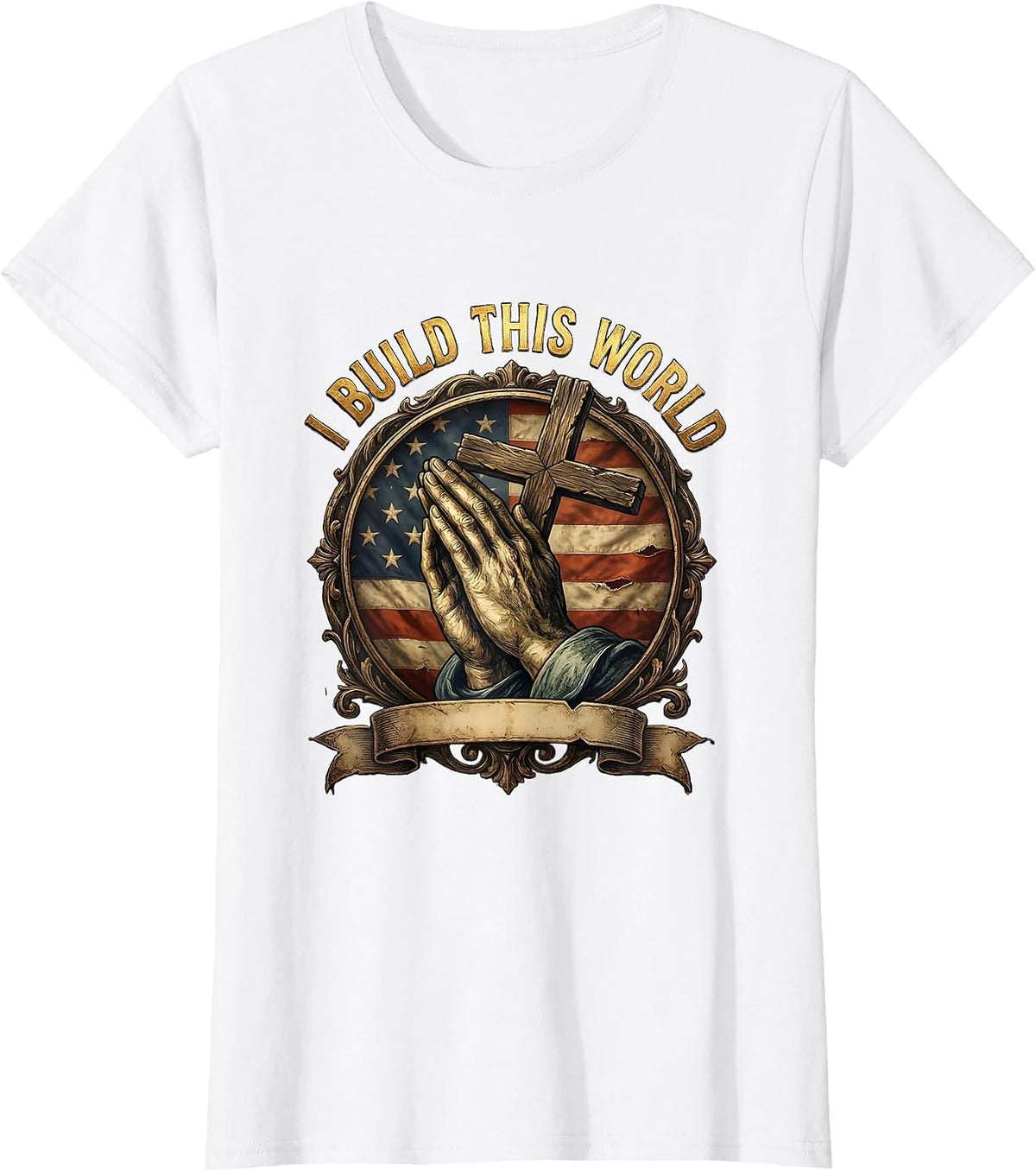 I Build This World Blue Collar Worker Design T-Shirt - White