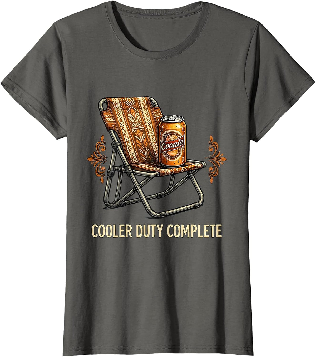 Women's Cooler Duty Complete Funny Beer Lover Labor Day Cookout T-Shirt - Asphalt Grey