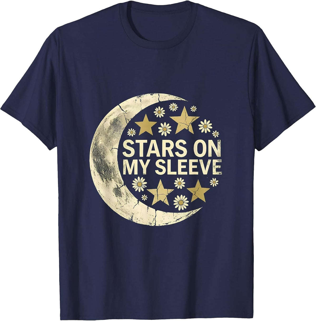 Stars on My Sleeve Patriotic USA Design T-Shirt - Navy Blue