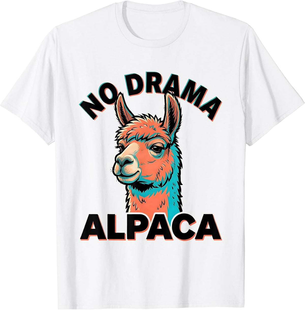 Men's No Drama Alpaca Funny Alpaca Lover Gift Cartoon T-Shirt - White