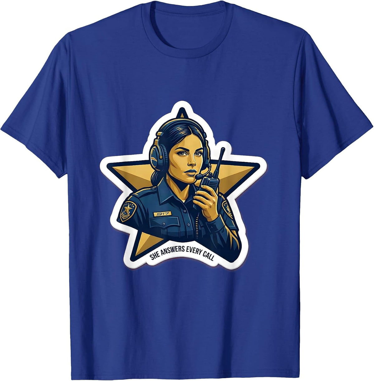 Men's She Answers Every Call 911 Dispatcher Design T-Shirt - Royal Blue