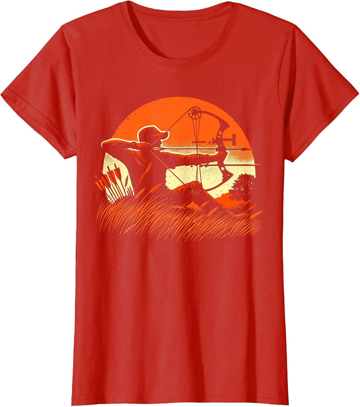 Archery Bow Hunter Deer Mule Elk Bow Hunting T-Shirt - Red