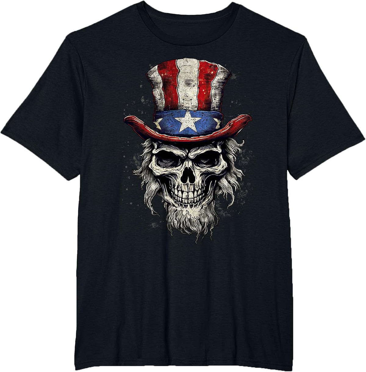Uncle Sam Skull T-Shirt - Black