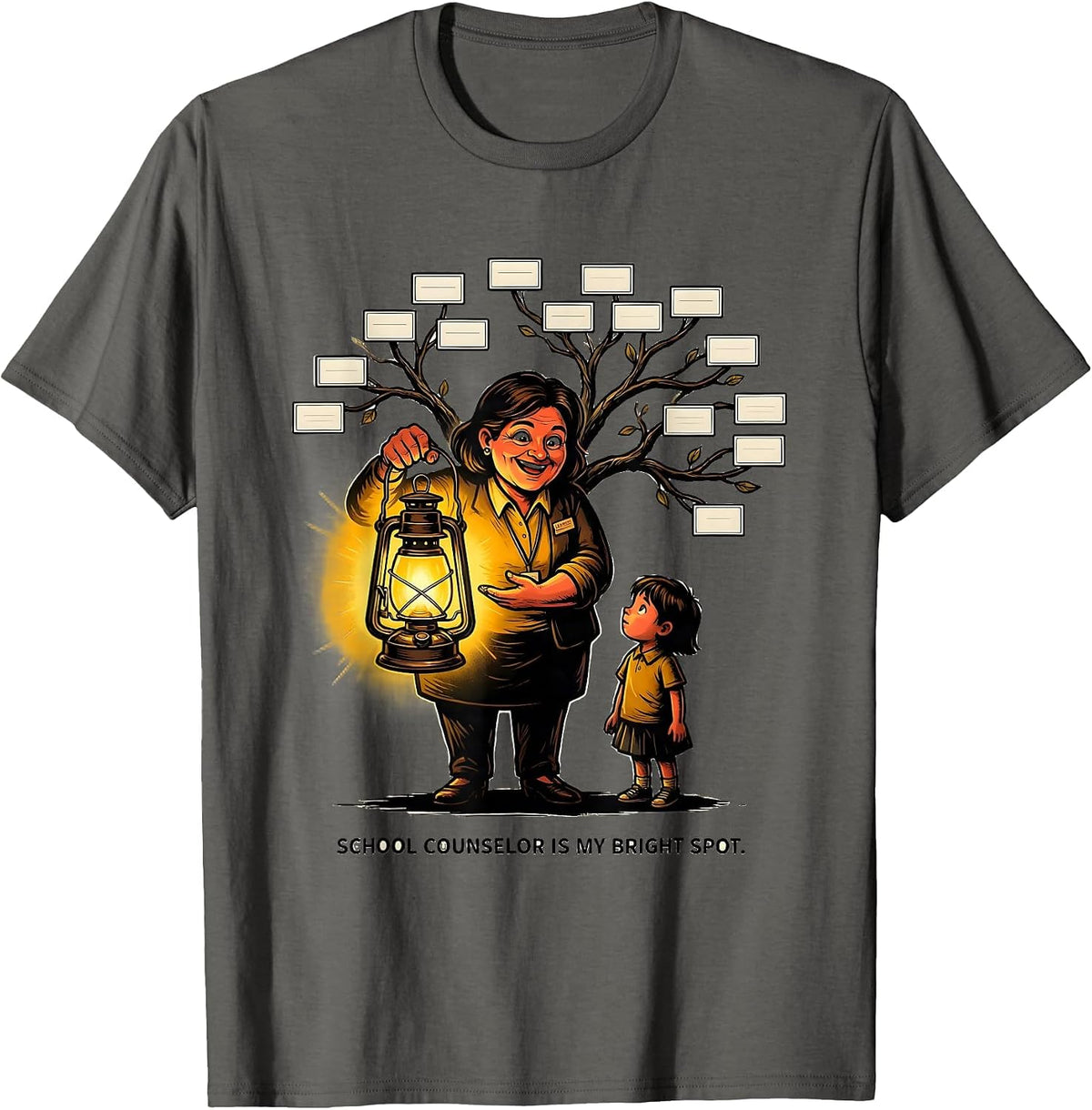 School Counselor Is My Bright Spot Funny Appreciation Gift T-Shirt - Asphalt Grey