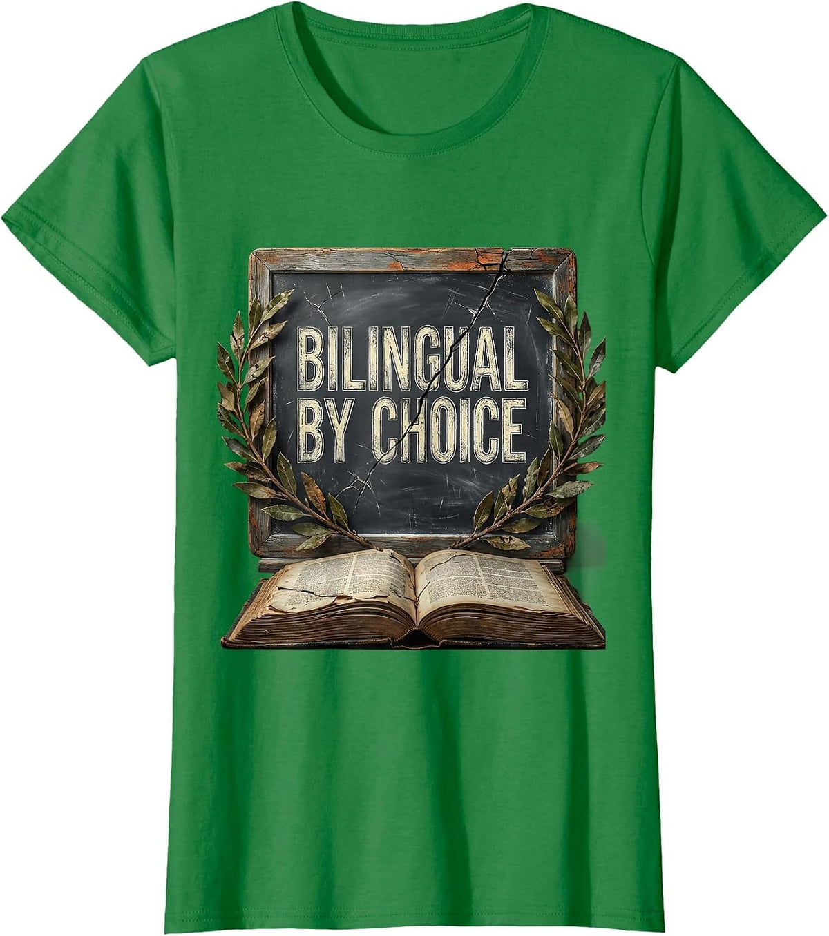Bilingual By Choice Spanish Teacher Design T-Shirt - Kelly Green