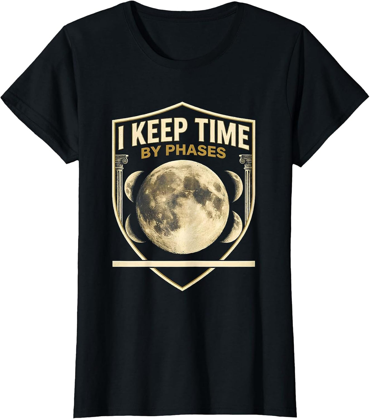 I Keep Time By Phases Celestial Moon Phase Astronomy Boho T-Shirt - Black