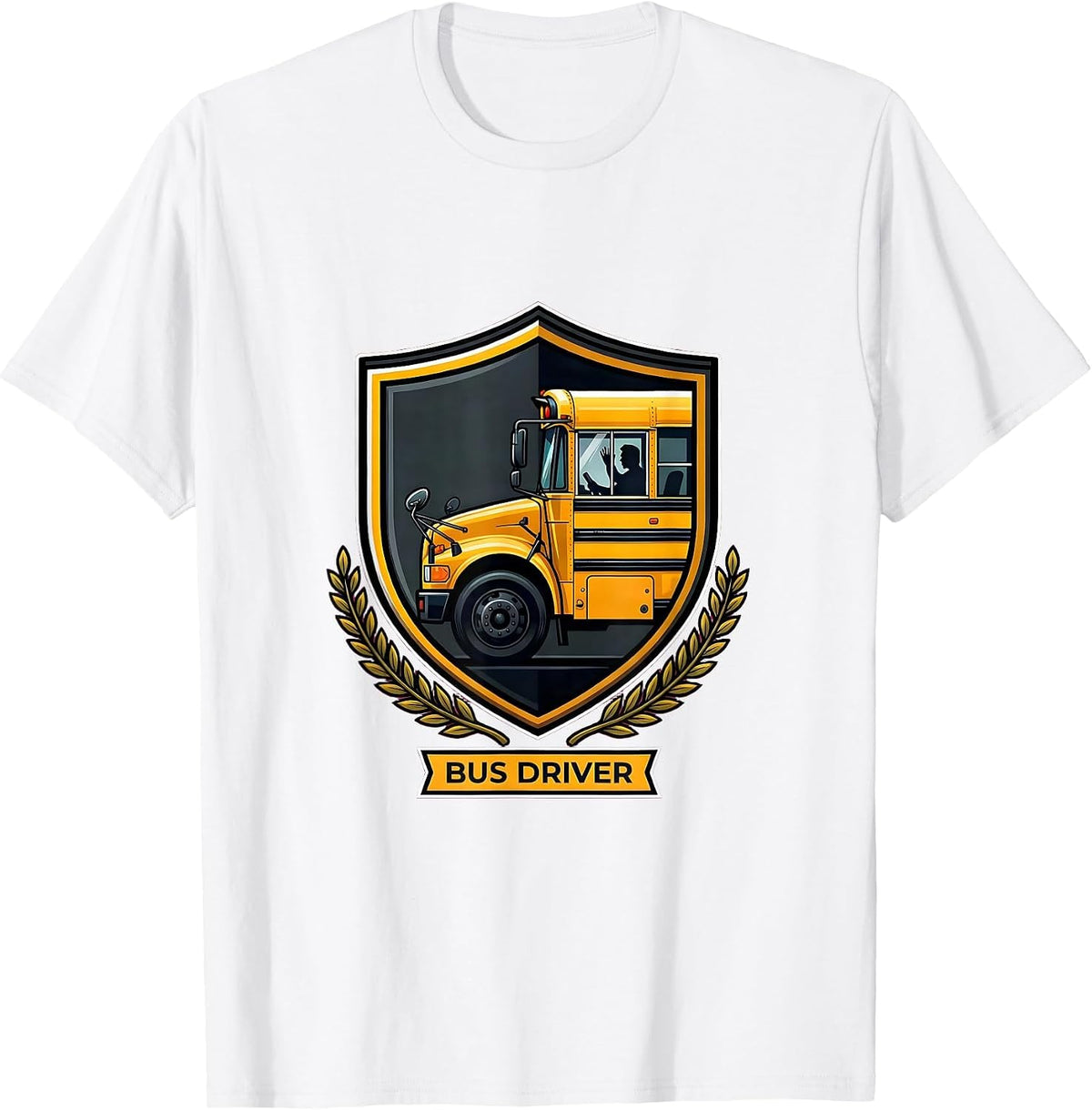 Men's Shield Bus Driver Appreciation School Bus Driver Gift T-Shirt - White