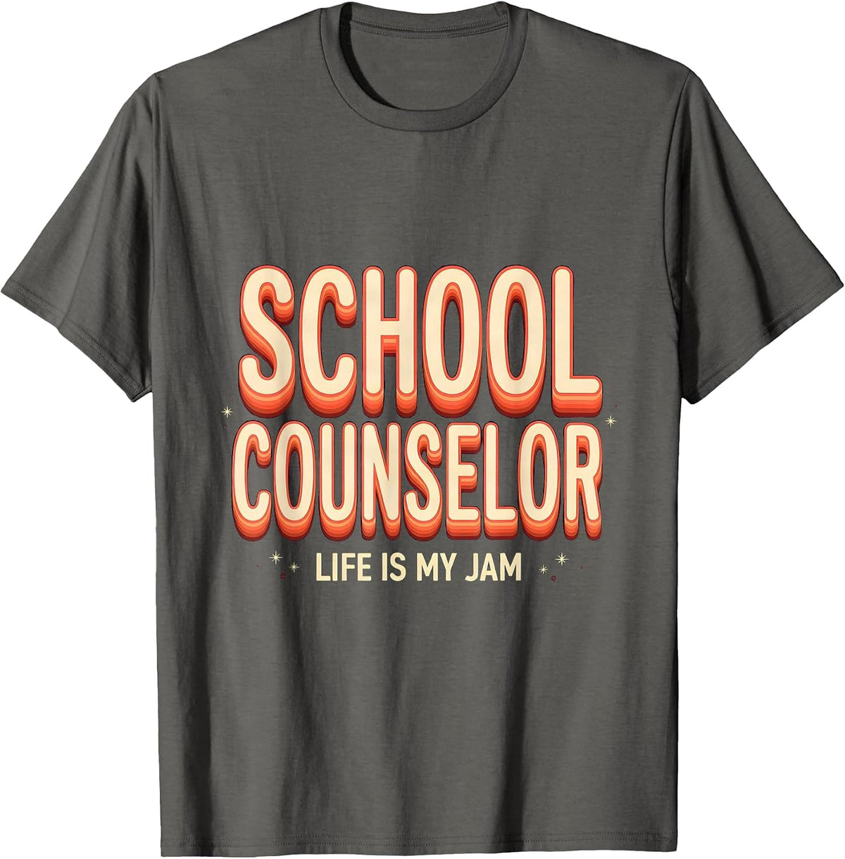 Men's School Counselor Life Is My Jam Groovy Retro Work Pride T-Shirt - Asphalt Grey