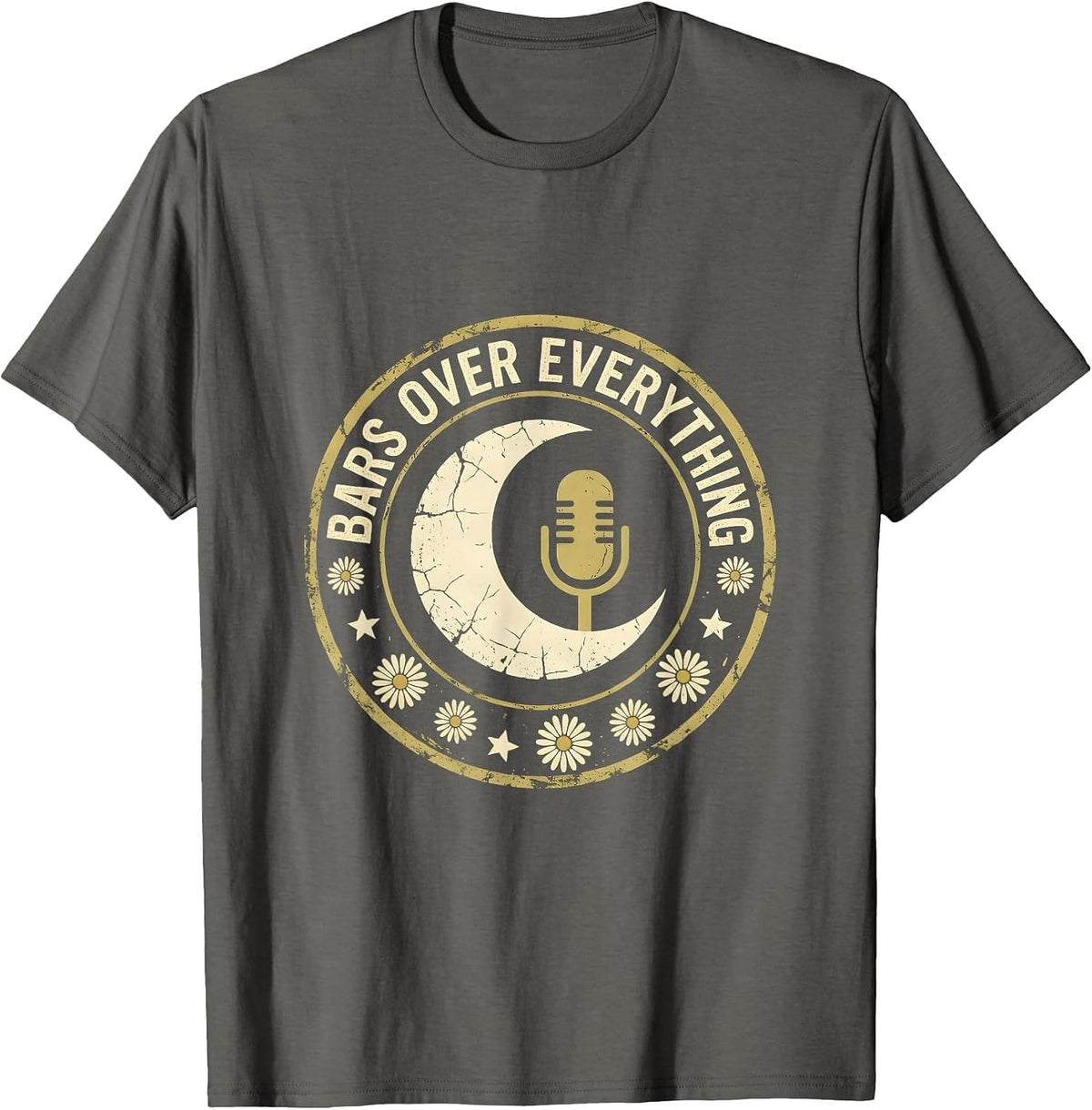 Bars Over Everything Hip Hop Graphic Design T-Shirt - Asphalt Grey
