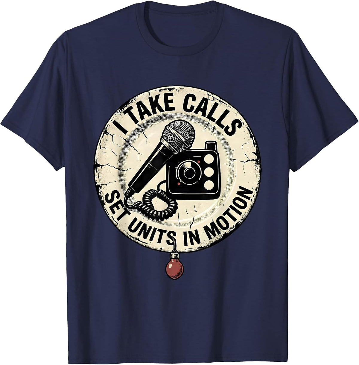 Men's I Take Calls Set Units In Motion Distressed 911 Dispatcher T-Shirt - Navy Blue
