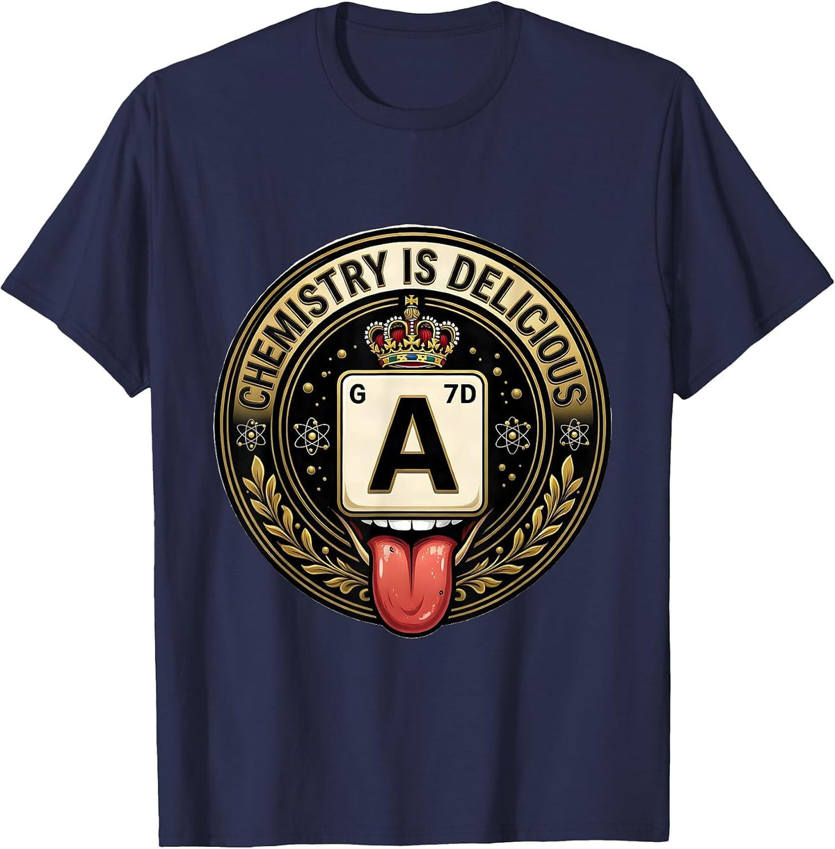 Can I Lick It Periodic Table Chemistry Design T-Shirt - Navy Blue