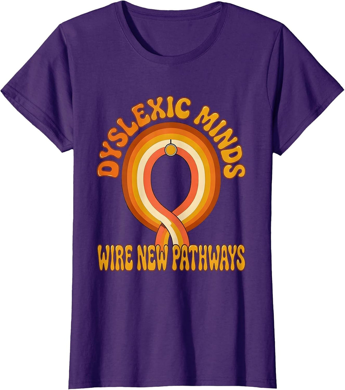 Women's Dyslexic Minds Wire New Pathways Retro Dyslexia Teacher T-Shirt - Purple