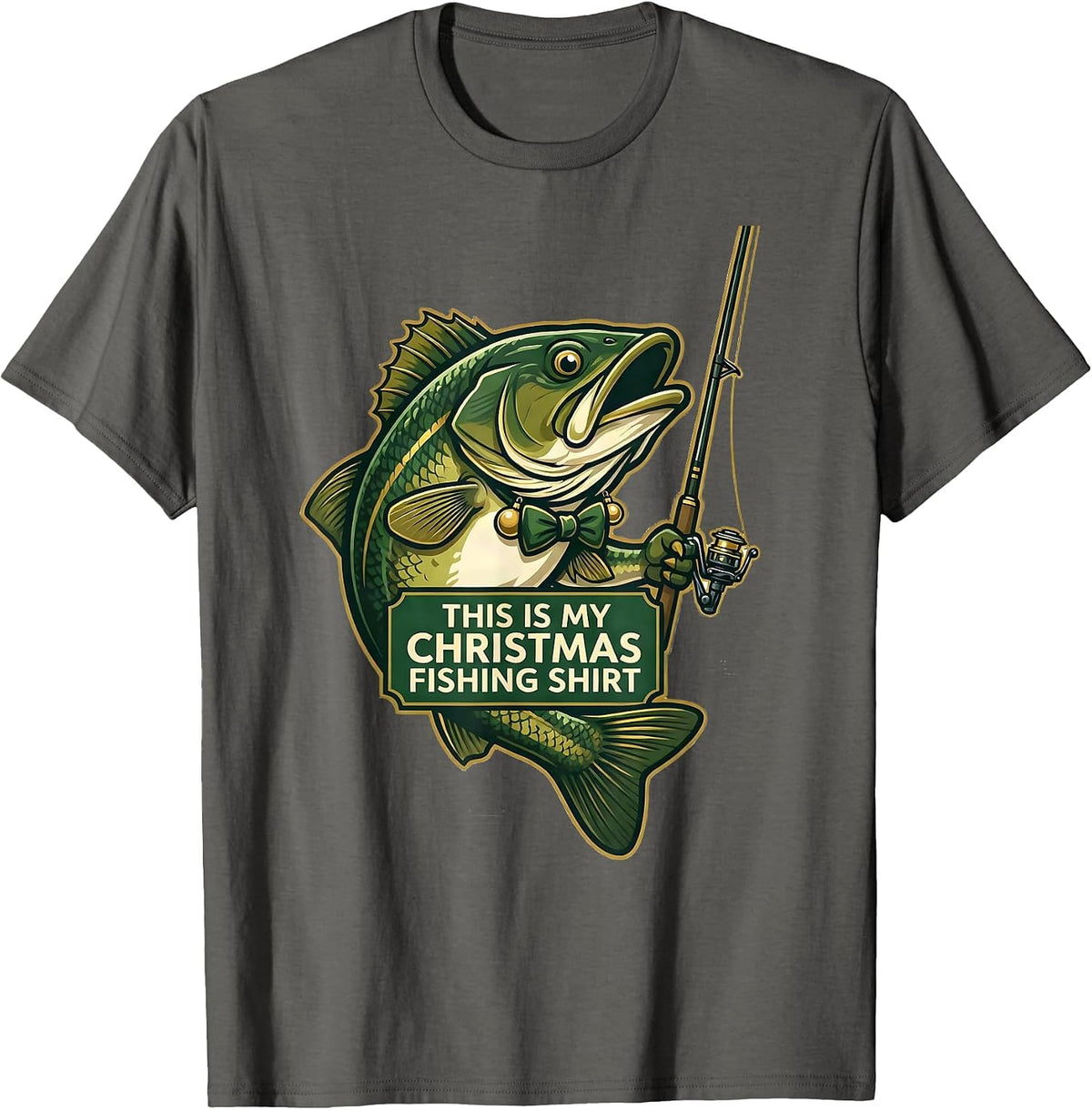 Men's This Is My Christmas Fishing Shirt Funny Fisherman Dad T-Shirt - Asphalt Grey