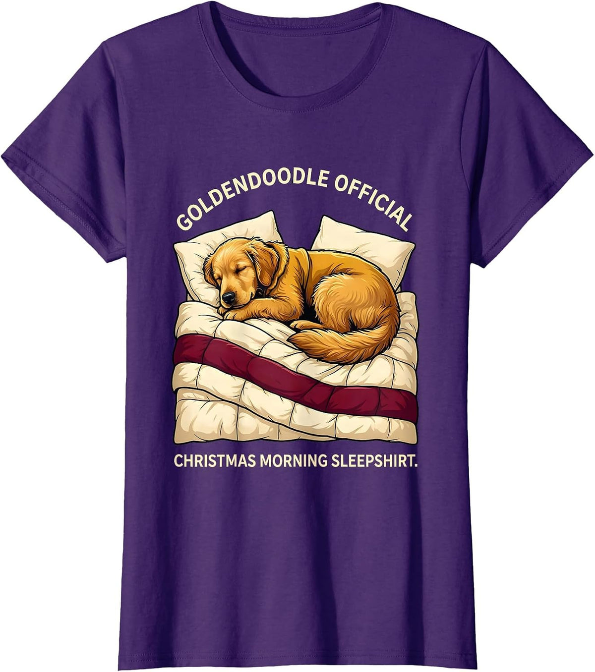 Women's Goldendoodle Official Christmas Morning Sleepshirt Dog Lover T-Shirt - Purple