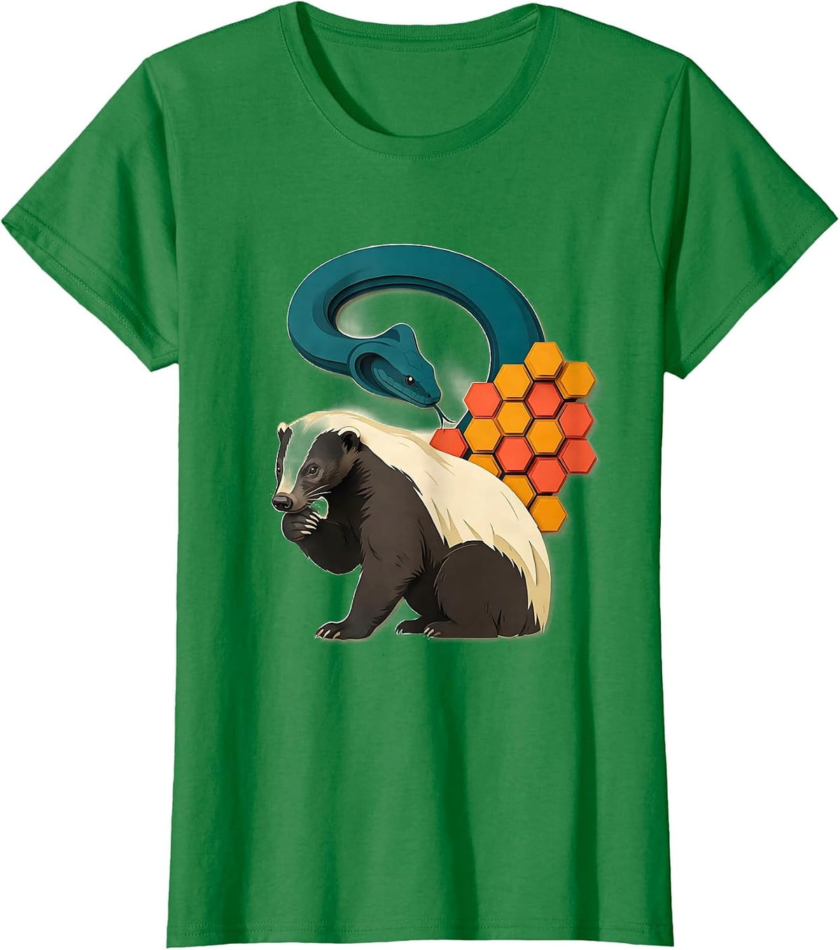 Women's Honey Badger Paper Cutout Animal Humor Novelty T-Shirt - Kelly Green