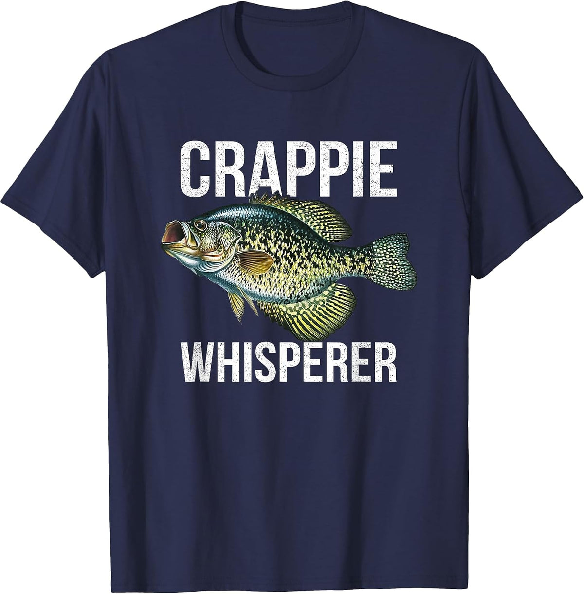 Crappie Whisperer, Crappie Fishing T-Shirt - Navy Blue
