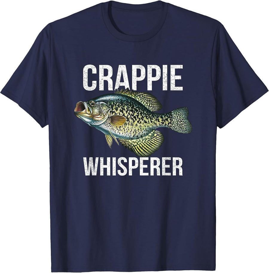 Crappie Whisperer, Crappie Fishing T-Shirt - Navy Blue