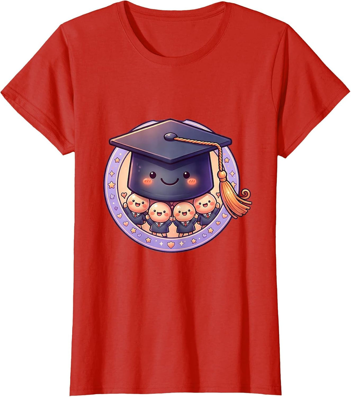 Women's 4th Grade Teacher Graduation Cap Students Gift T-Shirt - Red