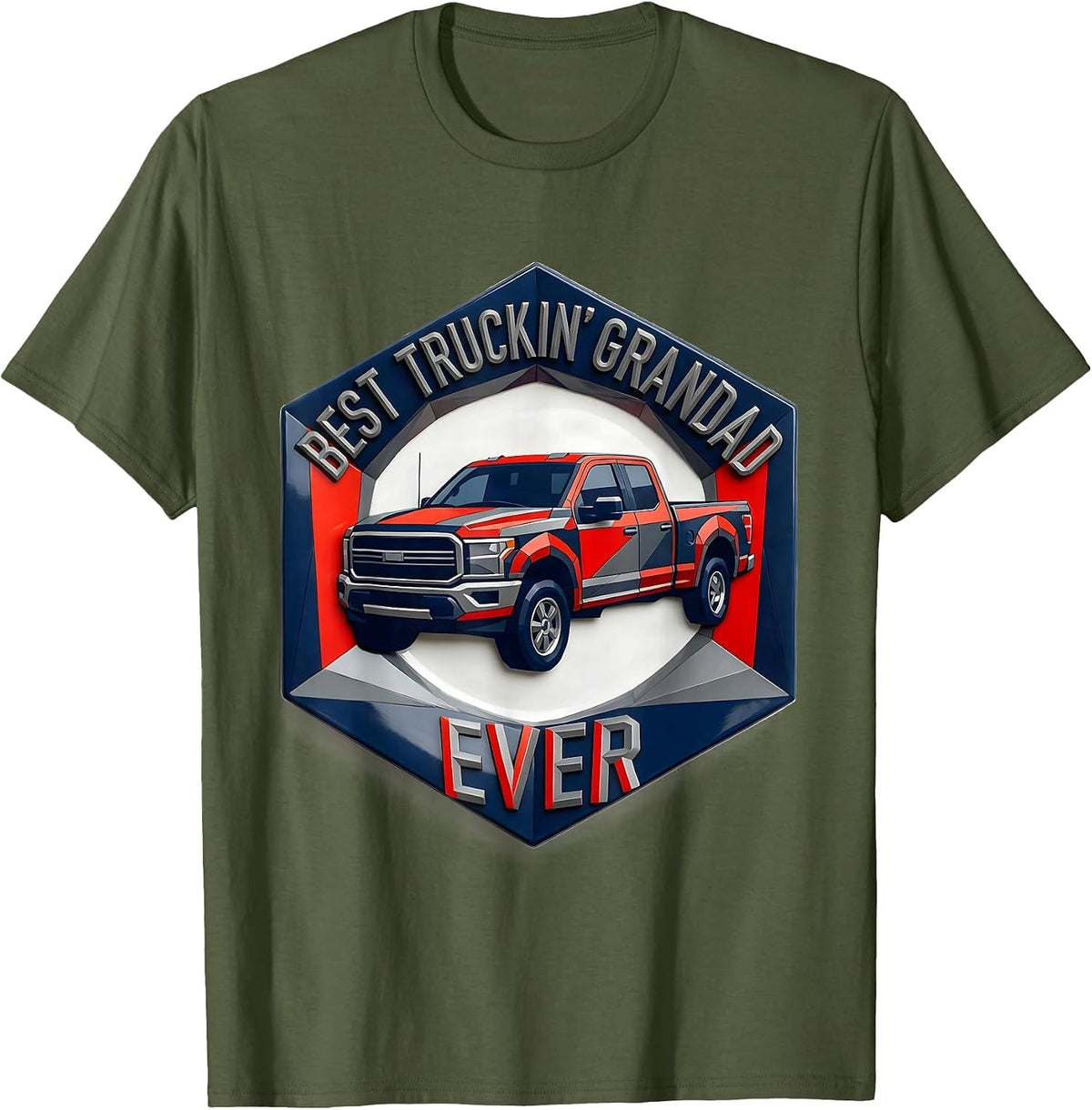 Men's Best Truckin' Grandad Ever Funny Trucker Gift Truck Driver T-Shirt - Olive Green
