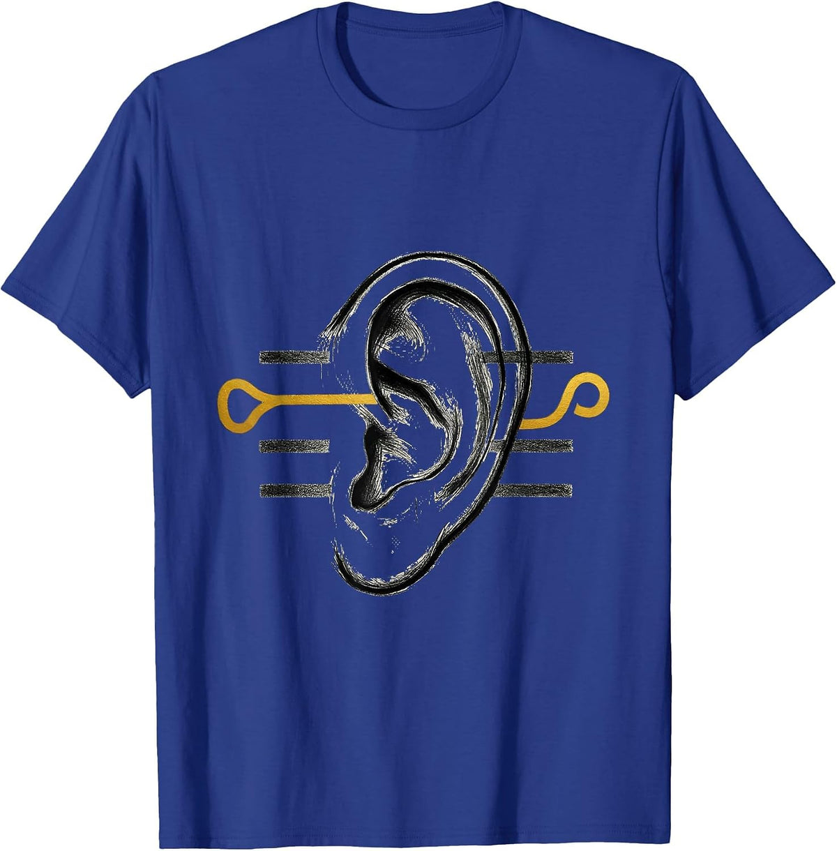 Ear Call Path Thin Gold Line 911 Dispatcher Tribute T-Shirt - Royal Blue