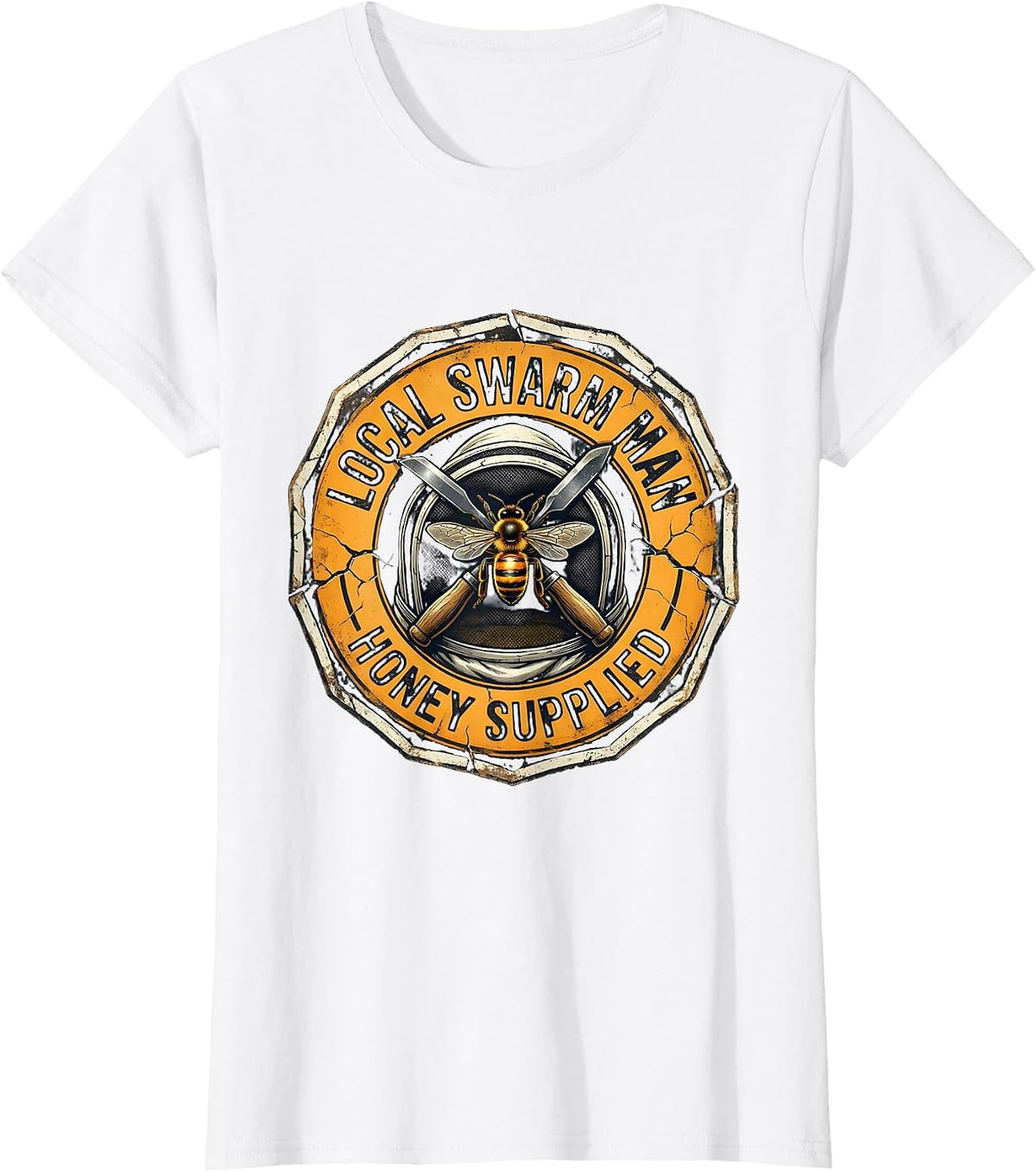 Women's Local Swarm Man Honey Supplied Funny Beekeeper Humor T-Shirt - White