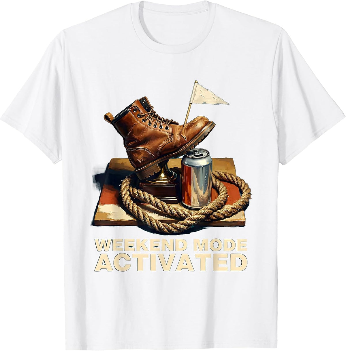 Weekend Mode Activated Labor Day Graphic T-Shirt, Men, White, X-Large - As Pictured