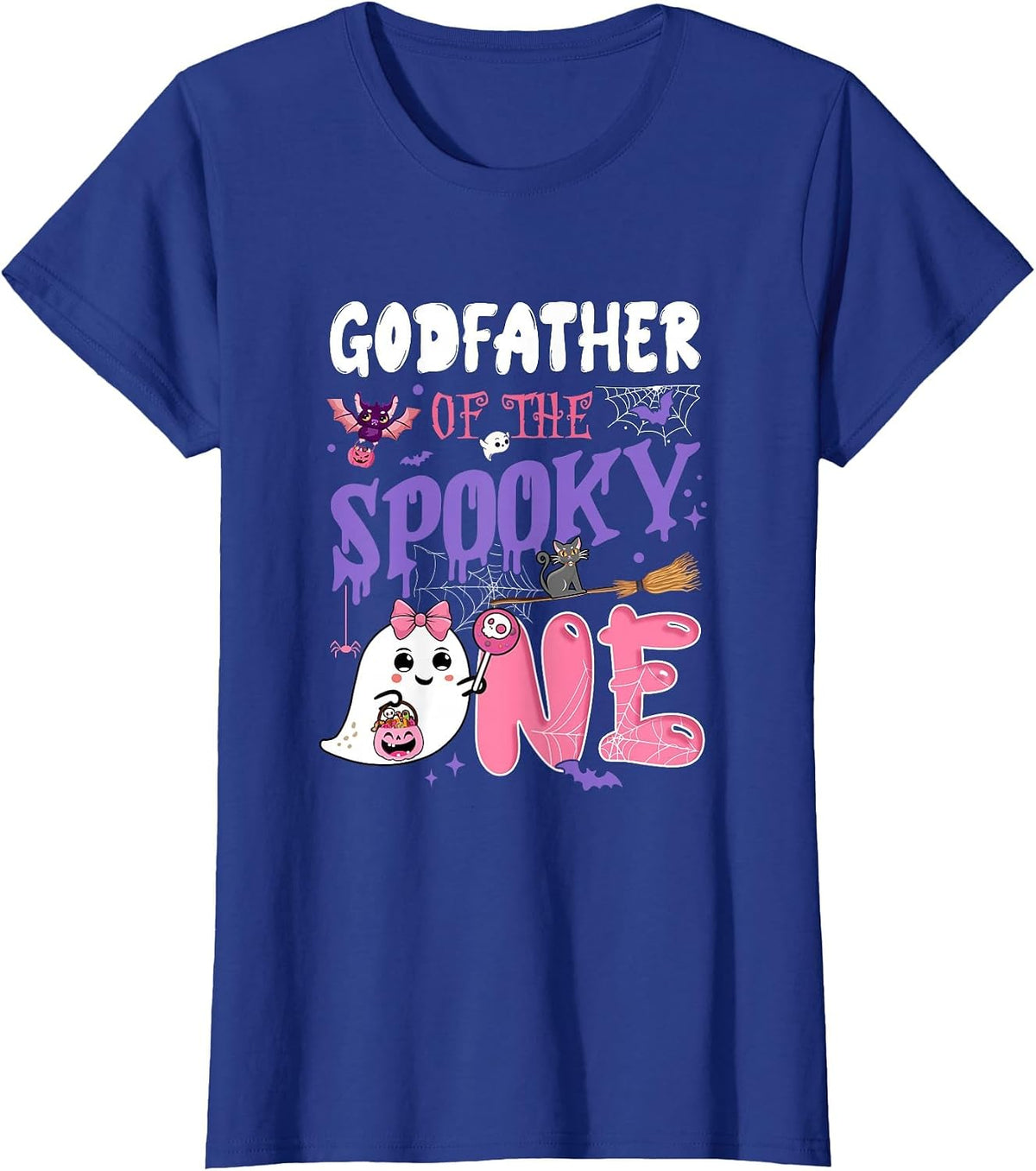Godfather of The Spooky One 1St Birthday Girl Halloween T-Shirt - Royal Blue