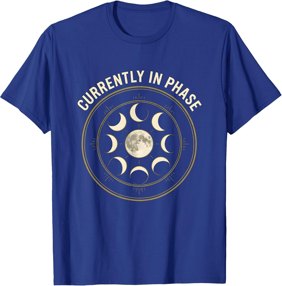 Men's Currently In Phase Vintage Celestial Moon Phase Astronomy T-Shirt - Royal Blue