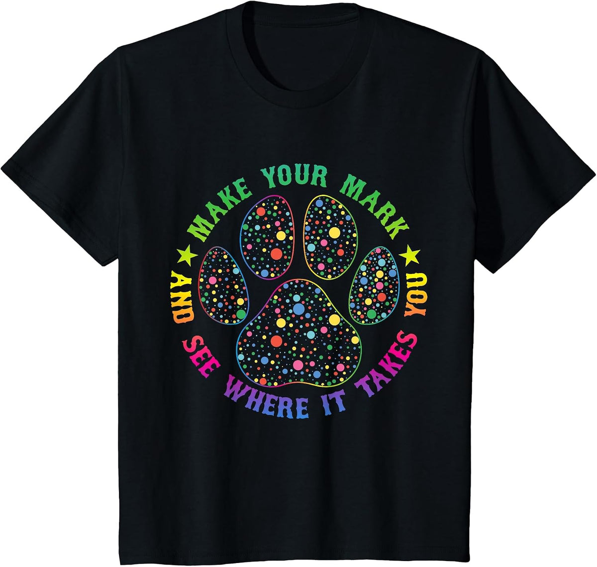 Dog Paw Polka International Dot Day 2023 for Men Women Kids T-Shirt - Black