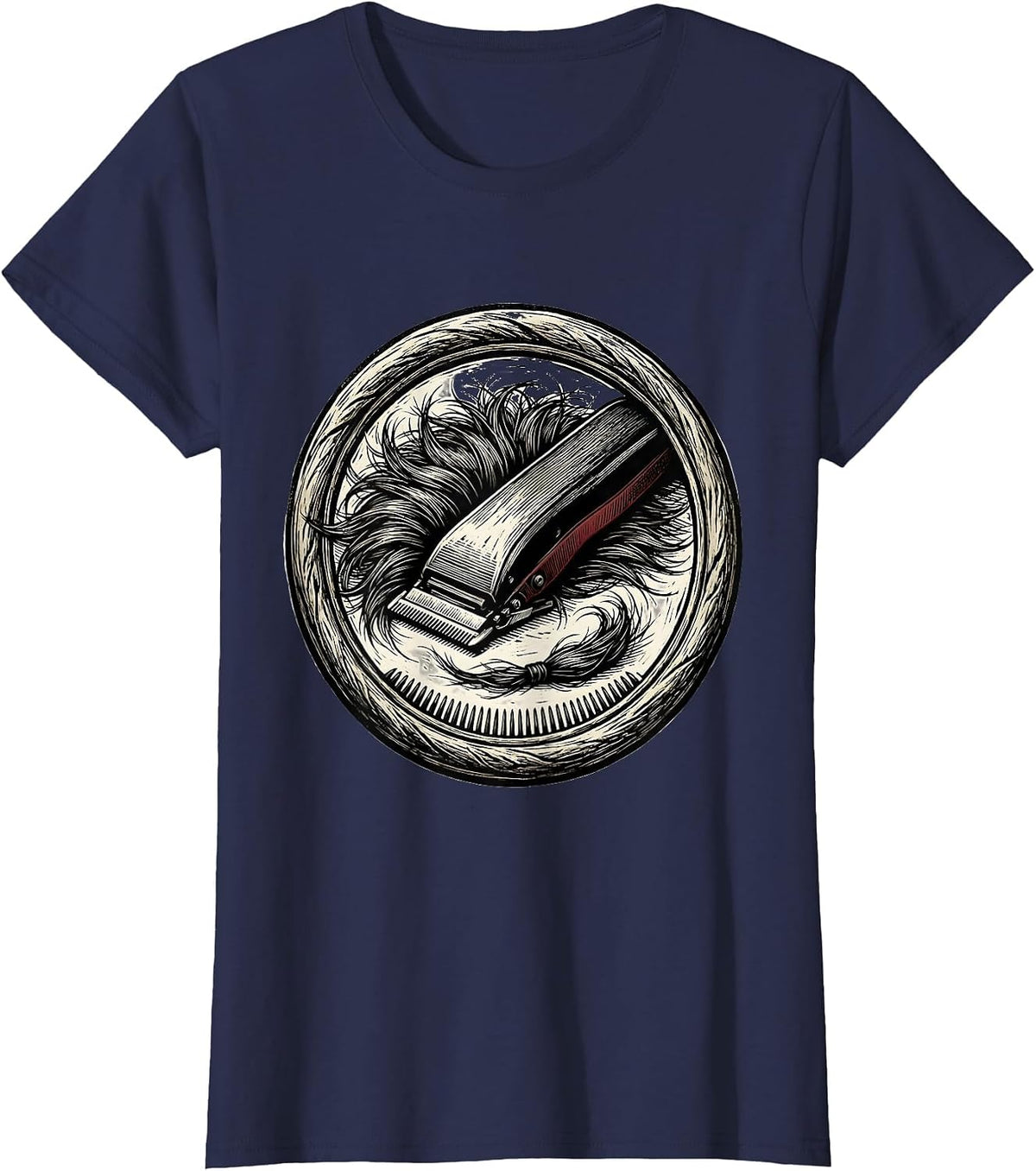 Women's Sealed Clipper Hair Humor Hairdresser Barber Gift T-Shirt - Navy Blue