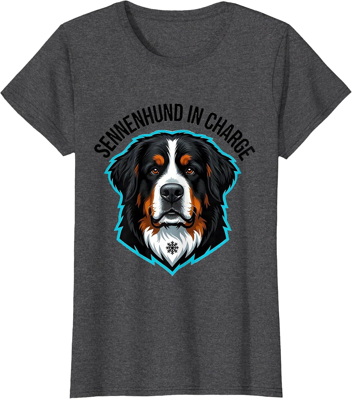 Women's Sennenhund In Charge Pop Art Bernese Mountain Dog Lover T-Shirt - Dark Heather Grey