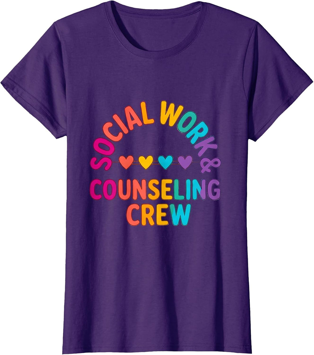 Social Work & Counseling Crew Colorful School Counselor Crew T-Shirt - Purple
