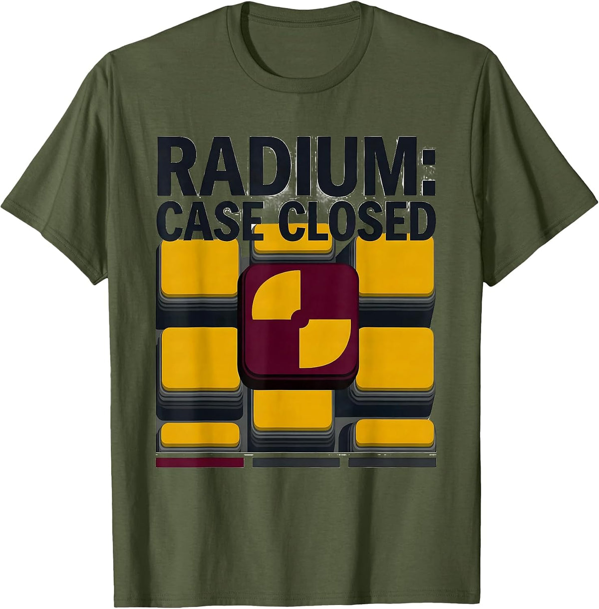 Radium: Case Closed Funny Periodic Table Science Teacher T-Shirt - Olive Green