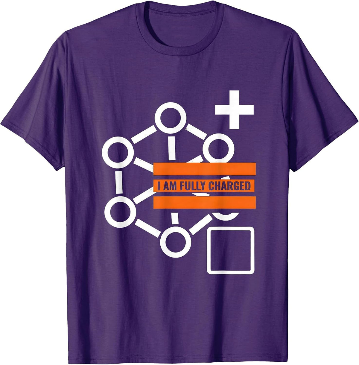 I Am Fully Charged Brutalist Chemistry Nerd Humor Gift T-Shirt - Purple