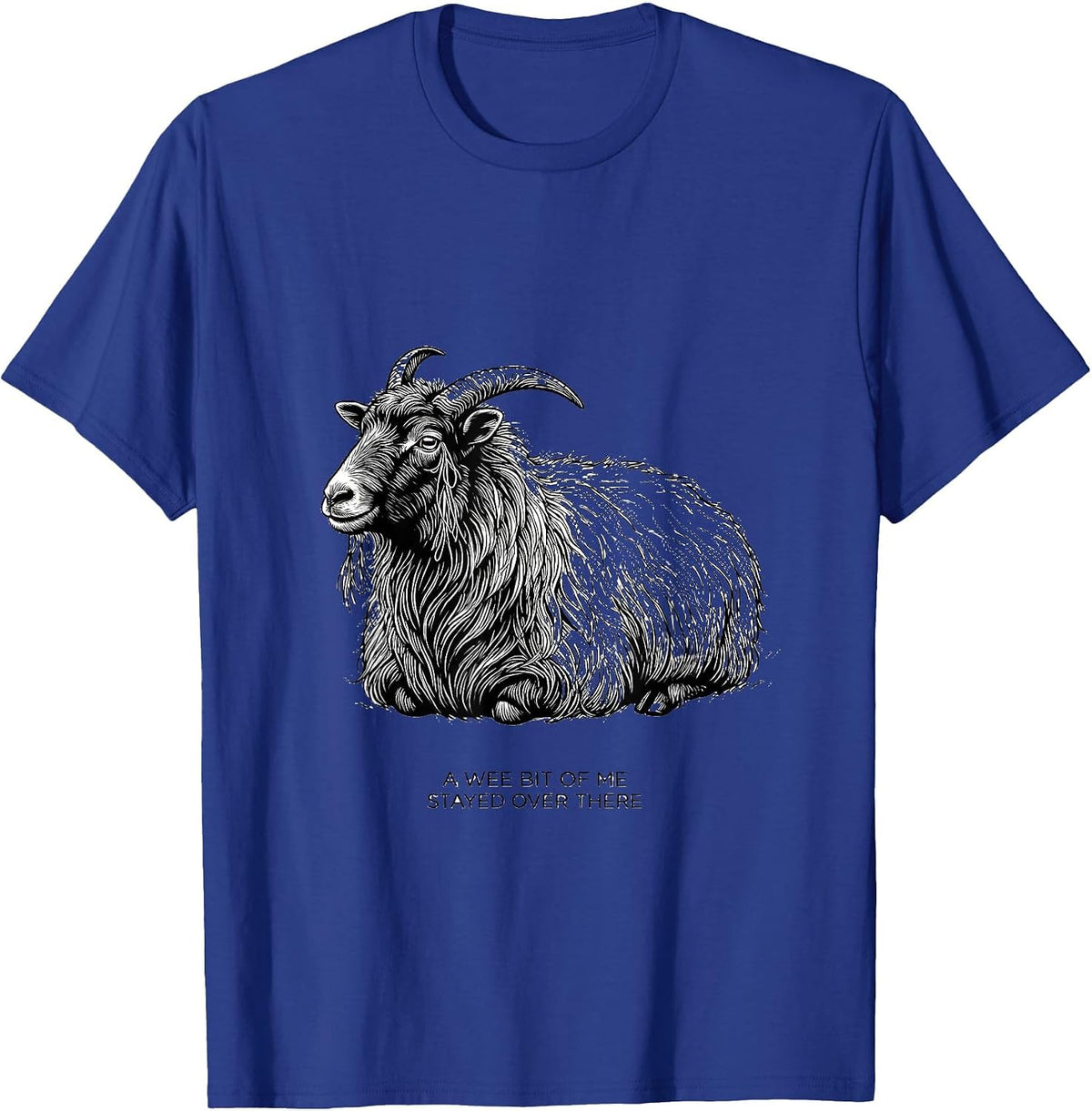 A Wee Bit Of Me Stayed Over There Cute Highland Cow Scottish T-Shirt - Royal Blue