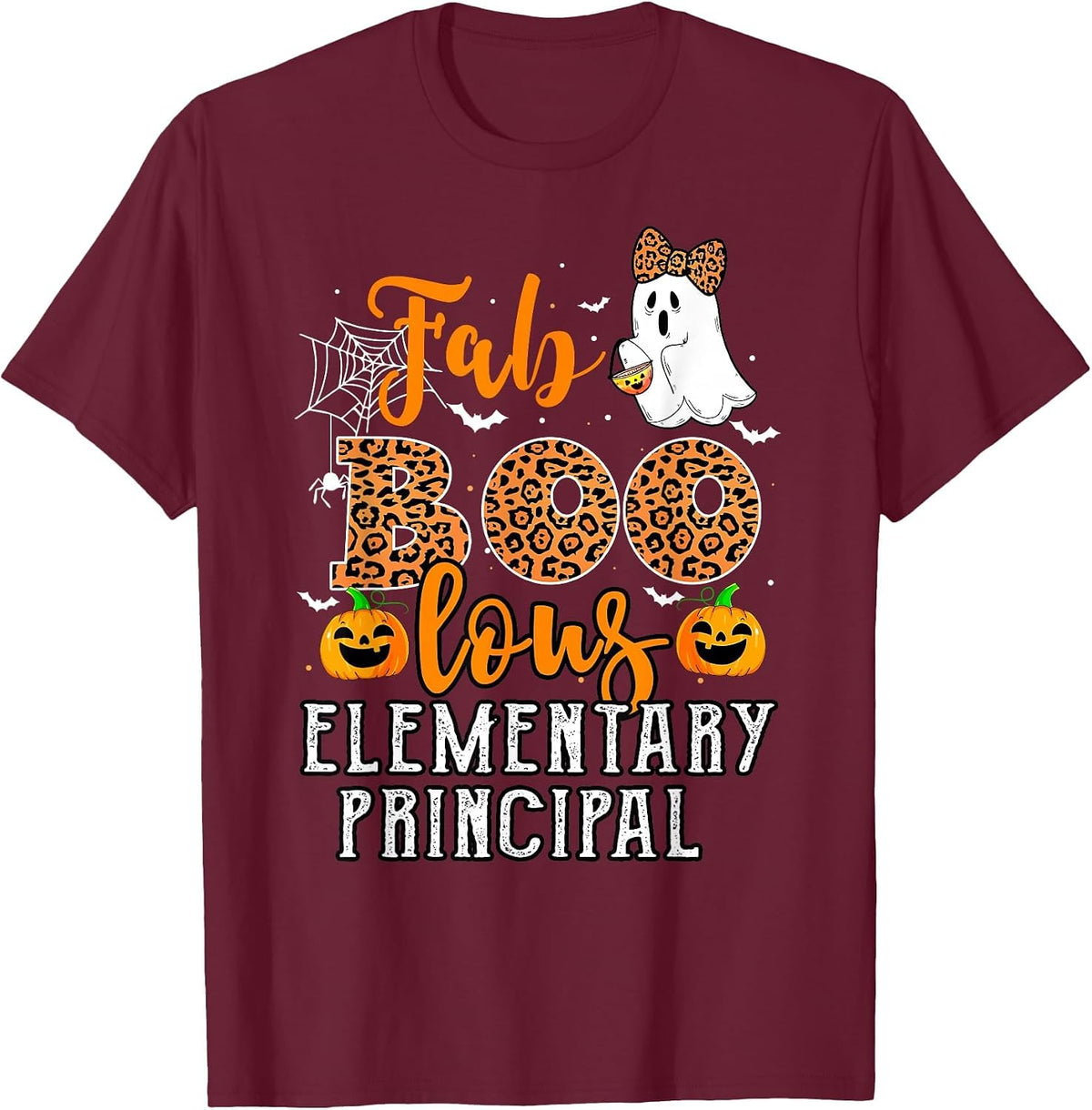 Leopard Halloween Costume Faboolous Elementary Principal T-Shirt - Burgundy