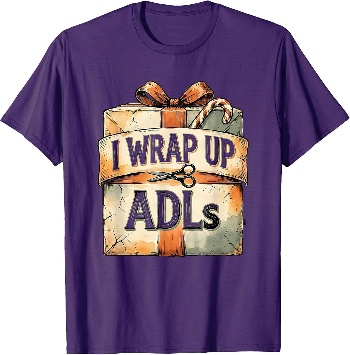 Men's I Wrap Up ADLs Boho Summer Occupational Therapist Christmas T-Shirt - Purple