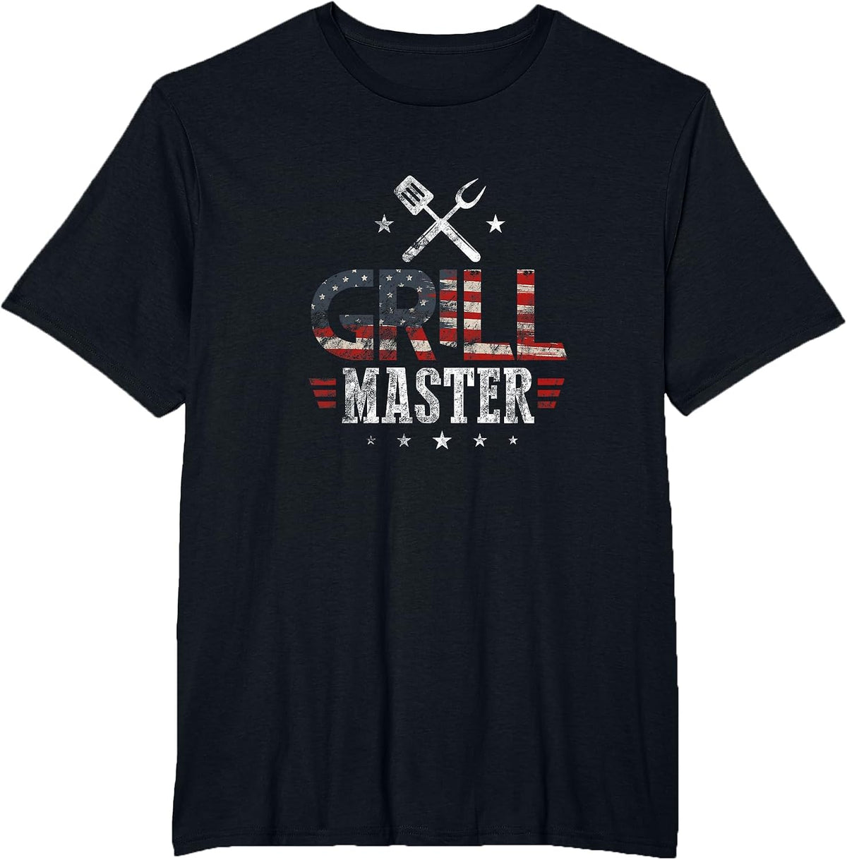 Grill Master USA Flag Patriotic Barbeque BBQ 4th of July T-Shirt - Black