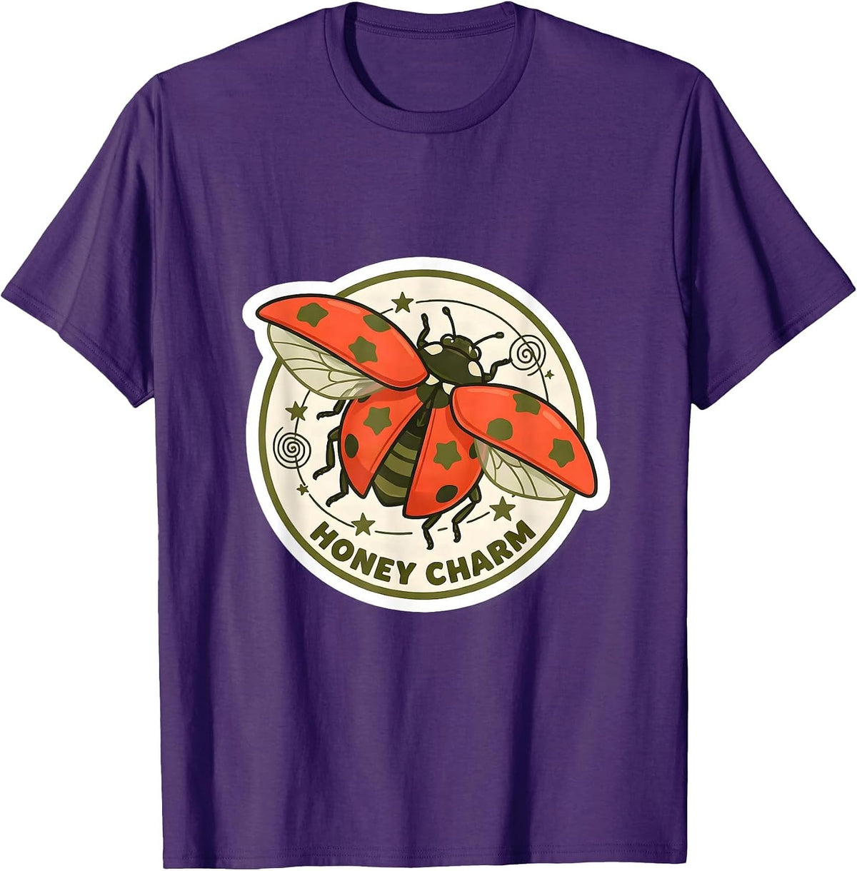 Men's Honey Charm Y2K Kawaii Ladybug Grunge 90s Vintage Teen T-Shirt - Purple