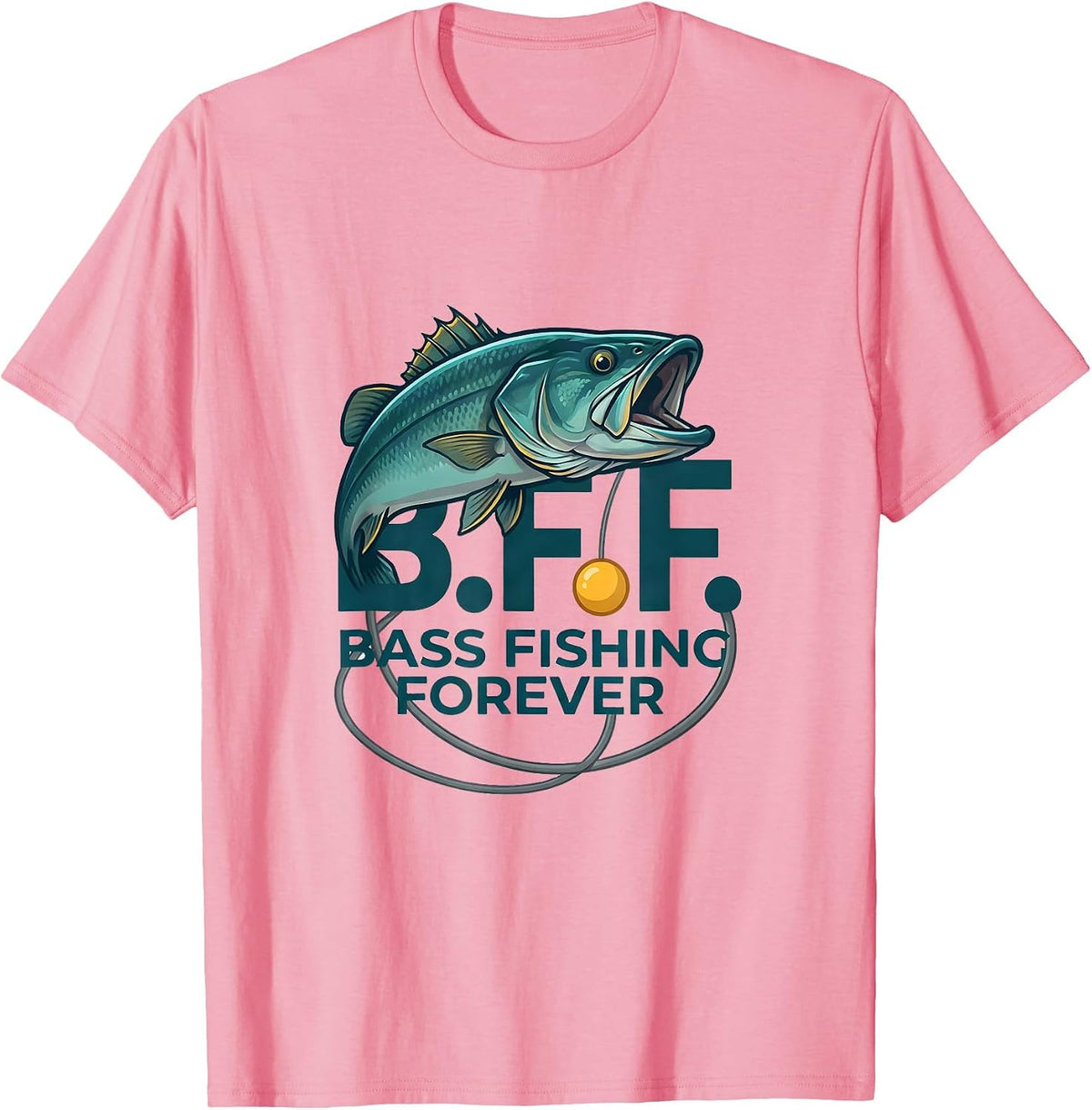Men's B.F.F. Bass Fishing Forever Funny Fisherman Angler Gift T-Shirt - Pink
