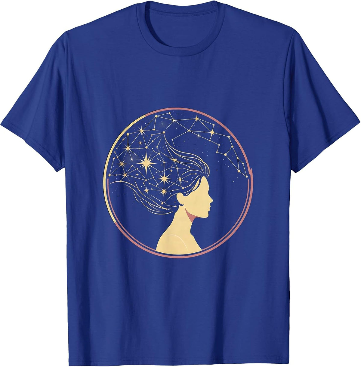 Constellation Hair Woman Night Sky Celestial Art T-Shirt - Royal Blue