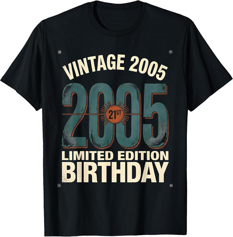 Men's Vintage 2005 Limited Edition 21st Birthday Gift T-Shirt - Black