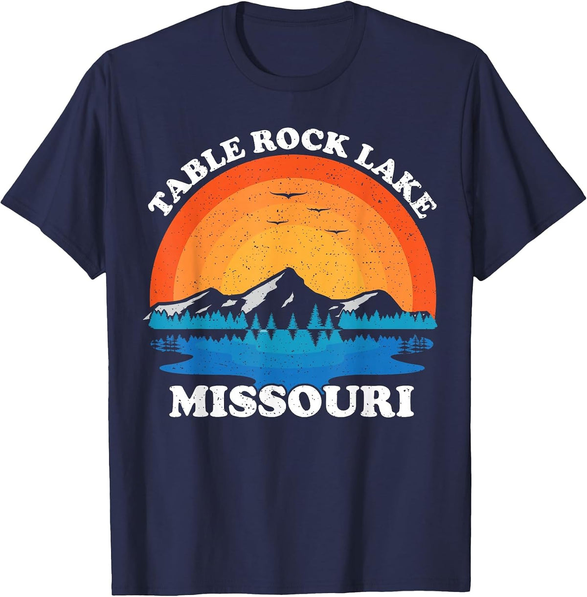 Summer Vacation Retro Sunset Missouri Table Rock Lake T-Shirt - Navy Blue