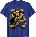 Monkey in Business Suit Checking Watch Funny T-Shirt - Royal Blue