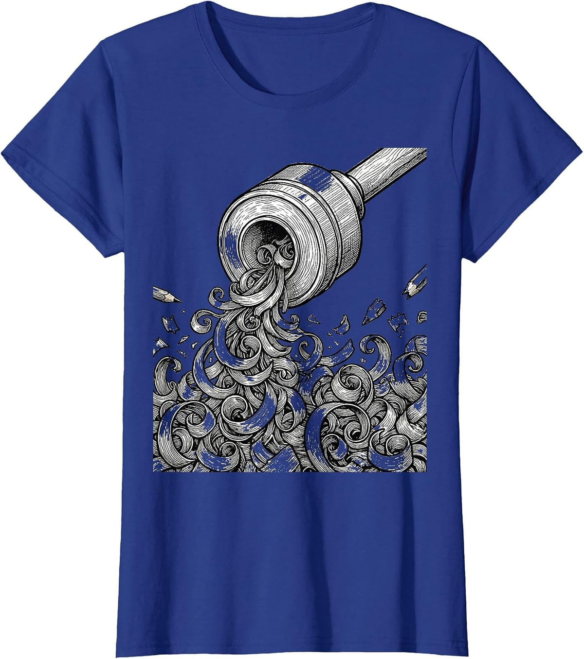 Women's 4th Grade Teacher Colorful Pencil Sharpener Art T-Shirt - Royal Blue