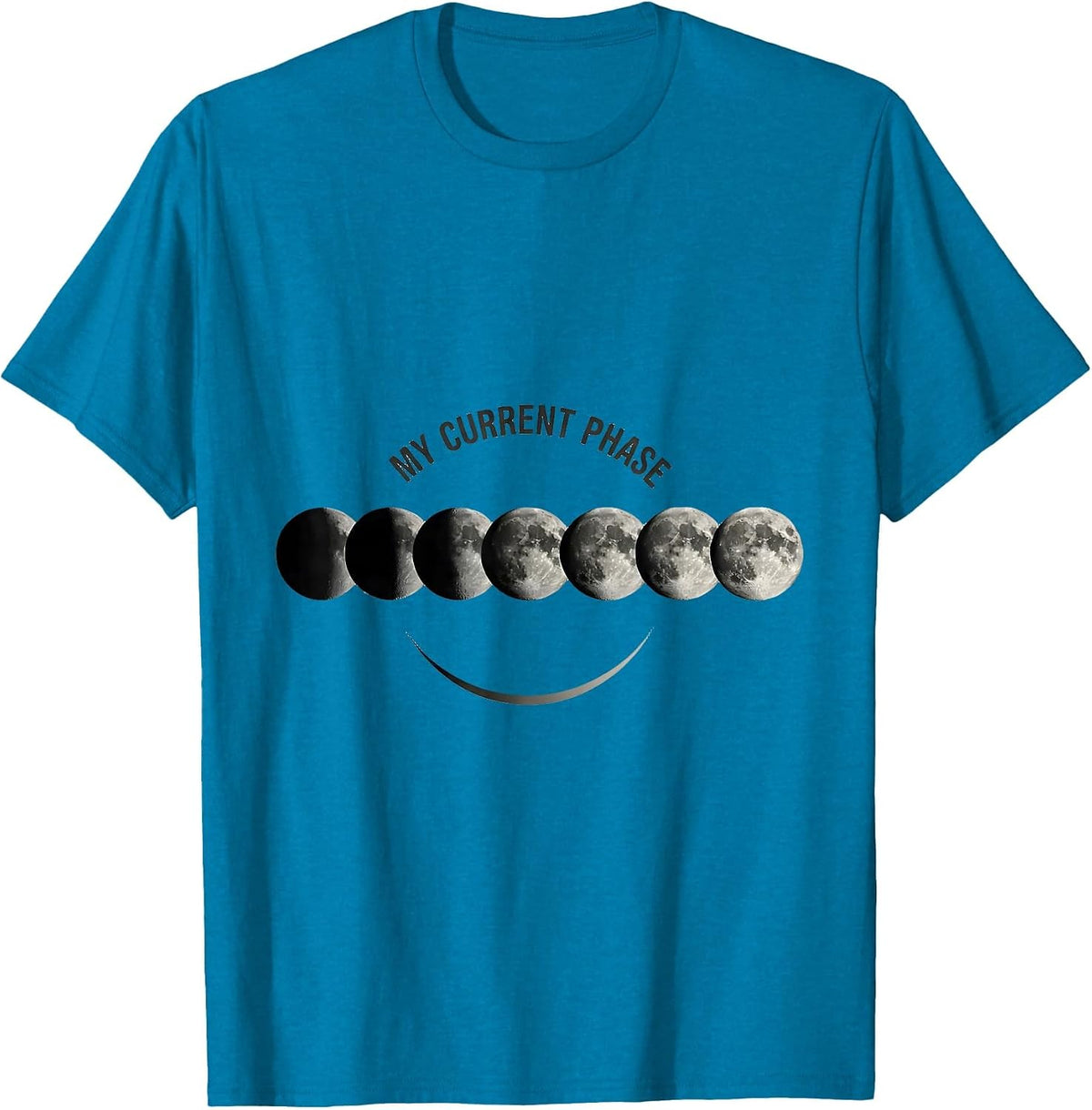 My Current Phase Monochromatic Moon Phase Astronomy T-Shirt - Sapphire Blue